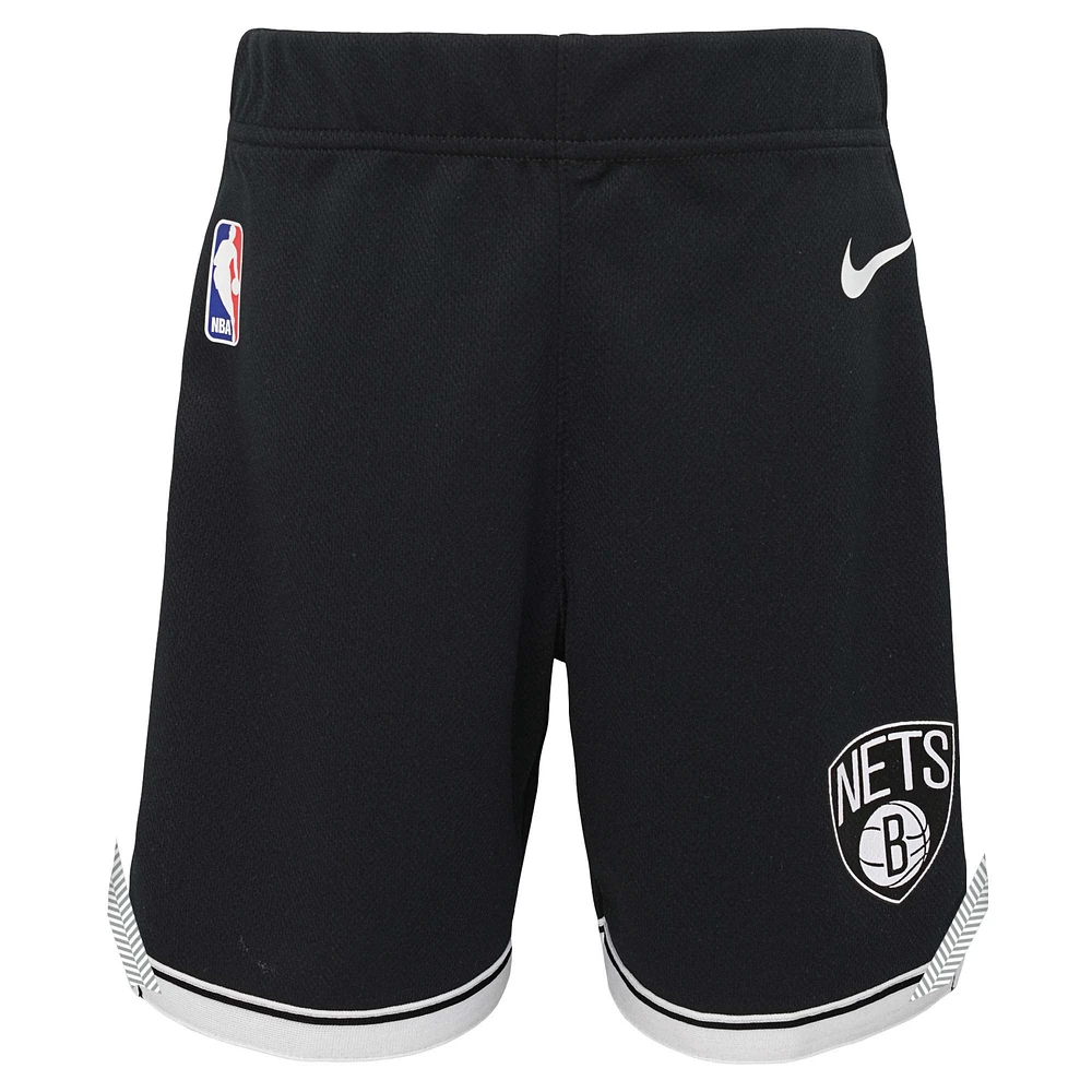 Short Nike noir Brooklyn Nets Icon Replica pour enfants d'âge préscolaire