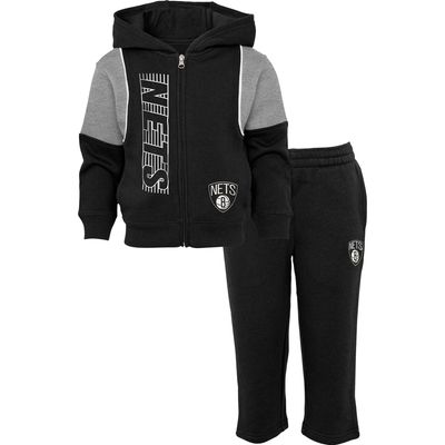 Toddler Black Brooklyn Nets Shot Caller - Full-Zip Hoodie & Pants Set