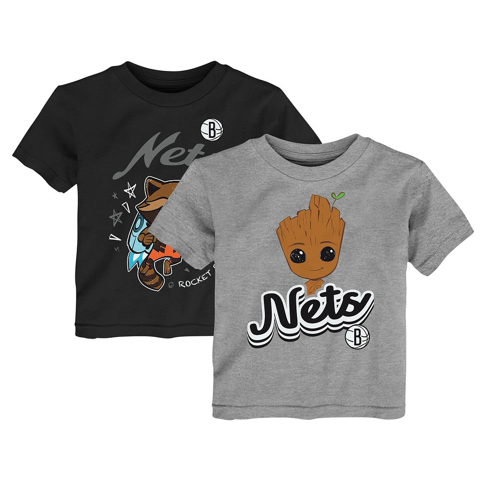 Toddler Heather Gray Brooklyn Nets Two-Piece Guardians Of The Galaxy T-Shirt Set