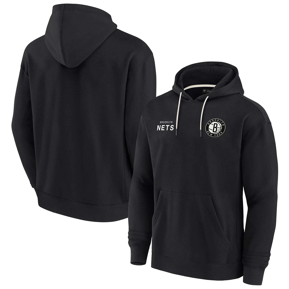 Unisex Fanatics Black Brooklyn Nets Elements Super Soft Fleece Pullover Hoodie