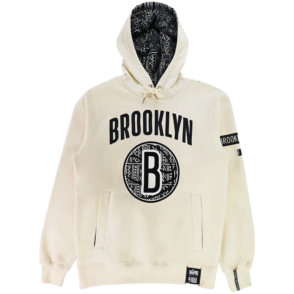 Unisex NBA x Two Hype  Cream Brooklyn Nets Culture & Hoops Heavyweight Pullover Hoodie