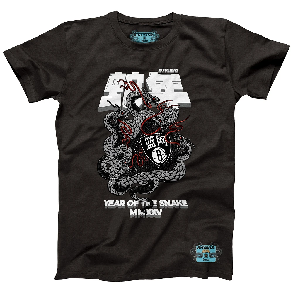 Unisex NBALab x Hyperfly Heather Black Brooklyn Nets Year of the Snake Lunar New Collection T-Shirt