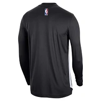 Maillot de tir unisexe Nike Brooklyn Nets 2023/24 authentique à manches longues d'avant-match noir