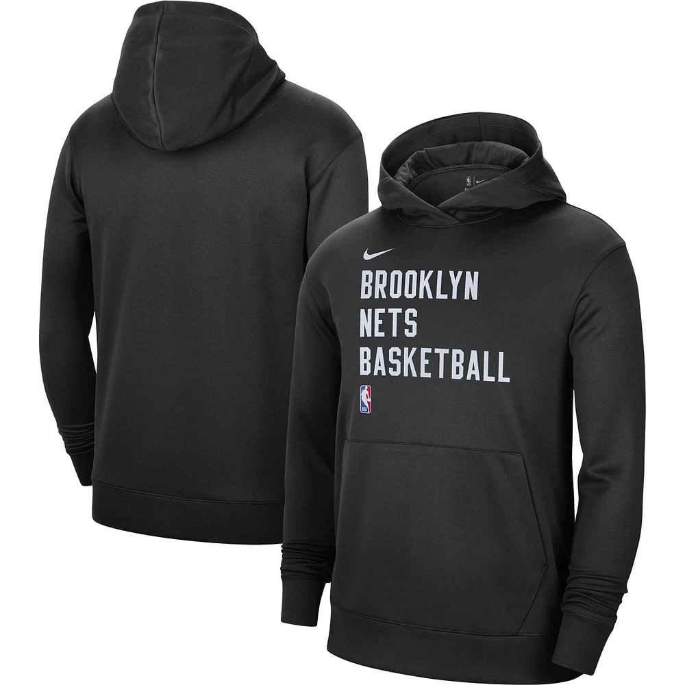 Sweat à capuche unisexe Nike noir Brooklyn Nets 2023/24 Performance Spotlight On-Cour Practice