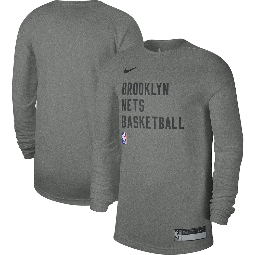 T-shirt à manches longues unisexe Nike Brooklyn Nets 2023/24 Legend On-Court Practice gris chiné