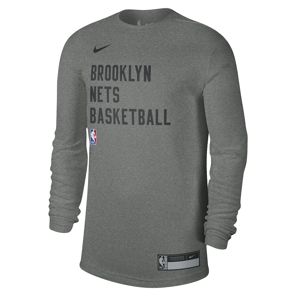 Unisex Nike Heather Gray Brooklyn Nets 2023/24 Legend On-Court Practice Long Sleeve T-Shirt