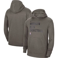 Unisex Nike Heather Gray Brooklyn Nets 2023/24 Performance Spotlight On-Court Practice Pullover Hoodie