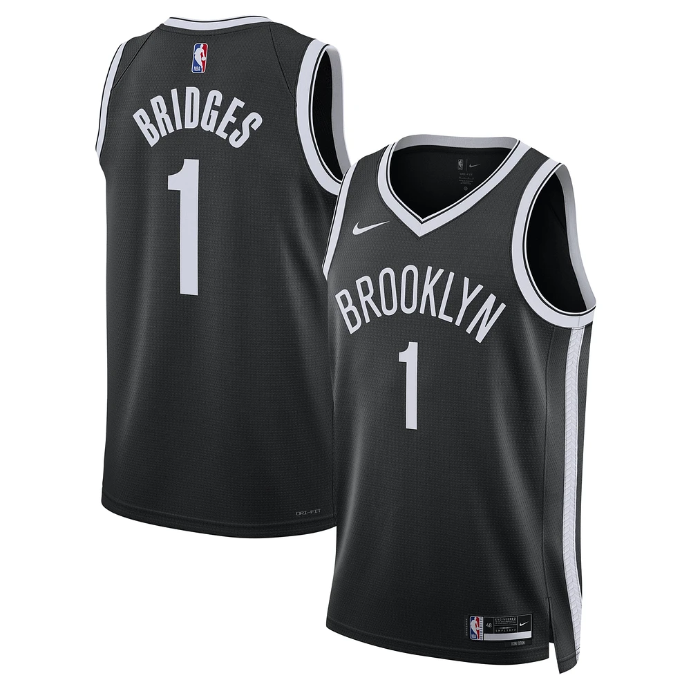 Unisex Nike Mikal Bridges Black Brooklyn Nets Swingman Jersey - Icon Edition