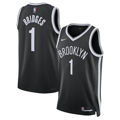 Maillot Swingman Nike Mikal Bridges unisexe noir des Brooklyn Nets - Édition Icon