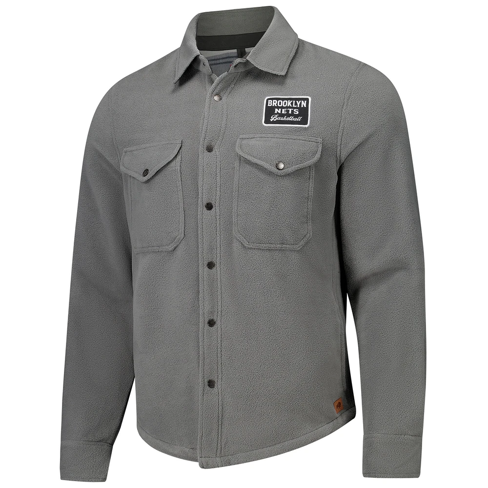 Unisex Sportiqe Charcoal Brooklyn Nets High Country Reeves Full-Button Long Sleeve Shirt