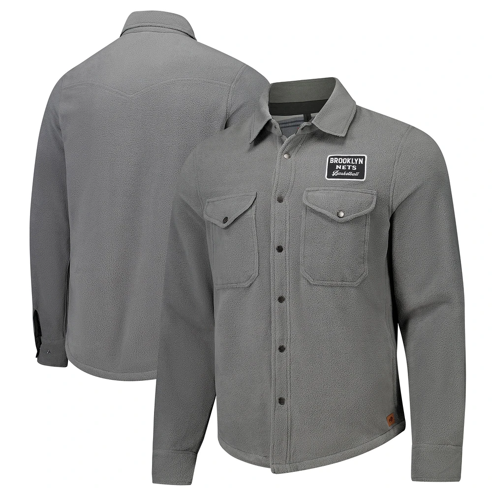 Chemise unisexe à manches longues boutonnée High Country Reeves des Brooklyn Nets de Sportiqe Charcoal