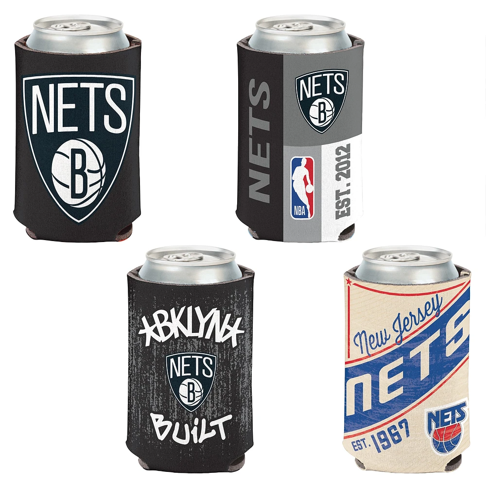 WinCraft Brooklyn Nets, paquet de 4, 12 oz. Ensemble refroidisseur de canettes