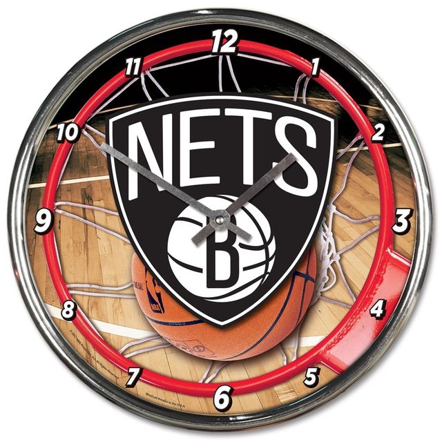 Horloge murale chromée WinCraft Brooklyn Nets