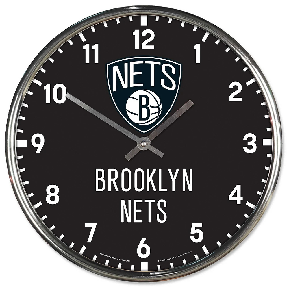 WinCraft Brooklyn Nets Chrome Wall Clock