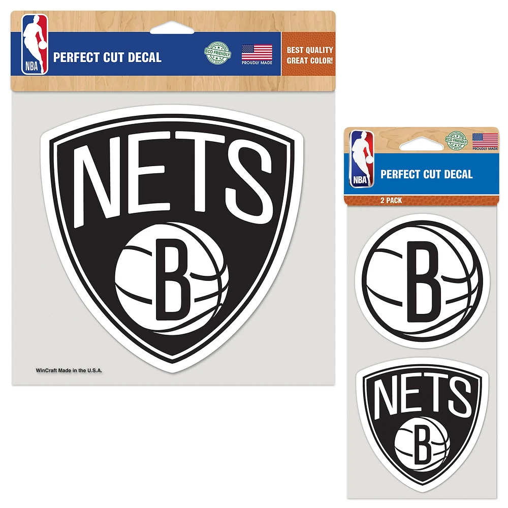 Lot de deux autocollants WinCraft Brooklyn Nets Perfect Cut