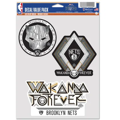 WinCraft Brooklyn Nets Three-Pack Black Panther 2 Fan Decal Set