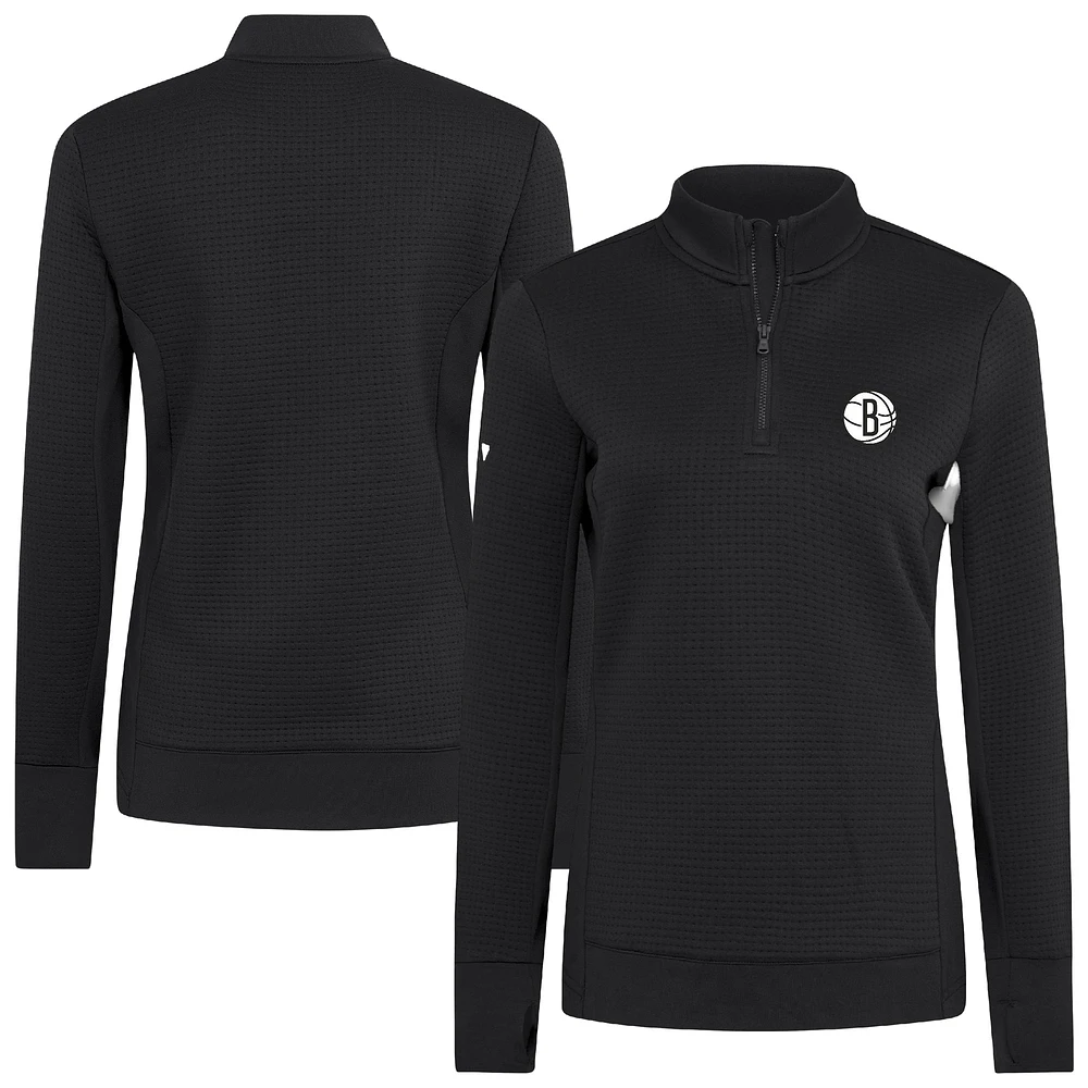 Women's Levelwear  Black Brooklyn Nets Cushion Quarter-Zip Pullover