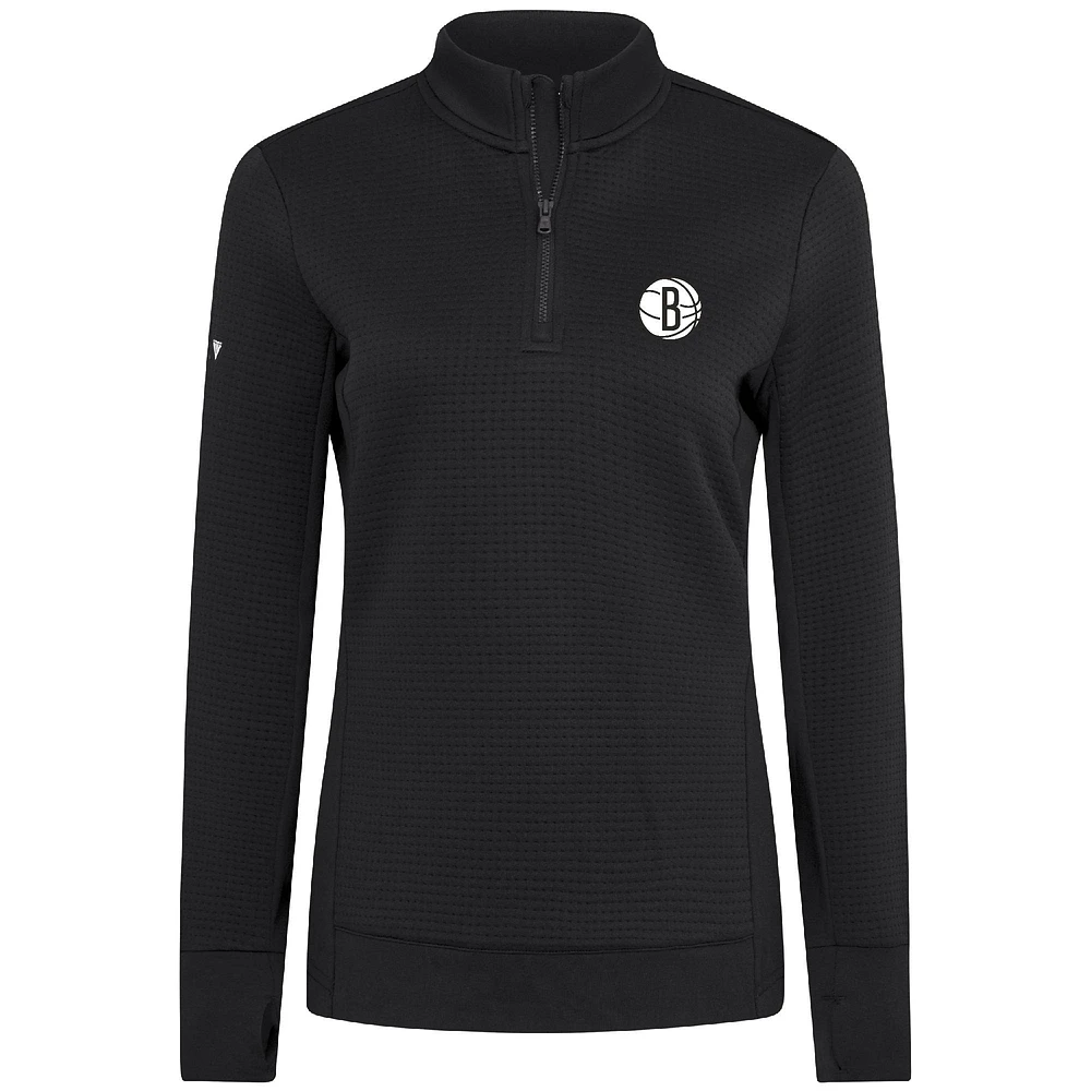 Women's Levelwear  Black Brooklyn Nets Cushion Quarter-Zip Pullover
