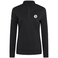 Women's Levelwear  Black Brooklyn Nets Cushion Quarter-Zip Pullover