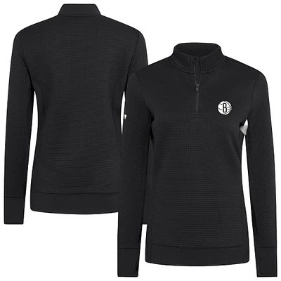 Women's Levelwear  Black Brooklyn Nets Cushion Quarter-Zip Pullover