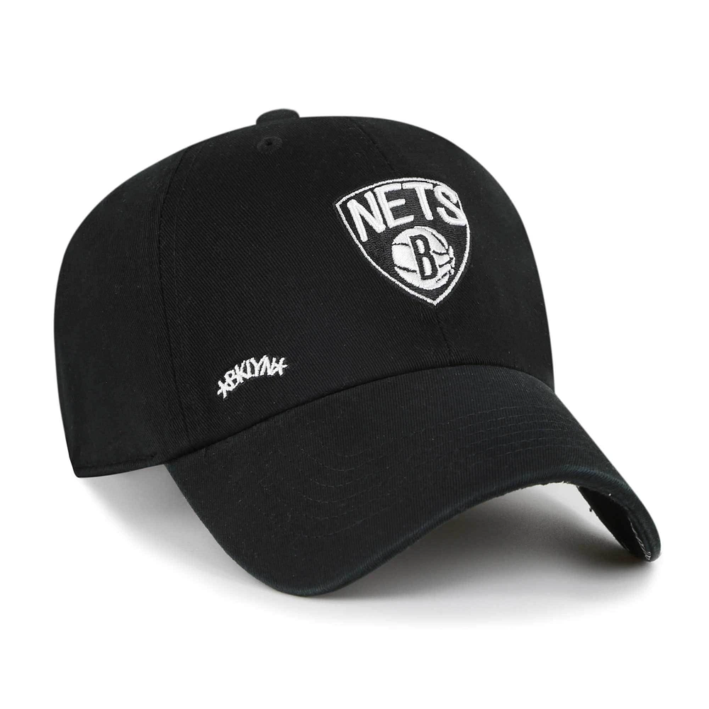 Women's '47  Black Brooklyn Nets Confetti Undervisor Clean Up Adjustable Hat