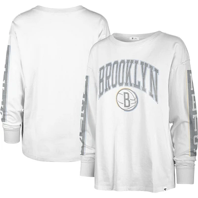 Women's '47 White Brooklyn Nets City Edition SOA Long Sleeve T-Shirt