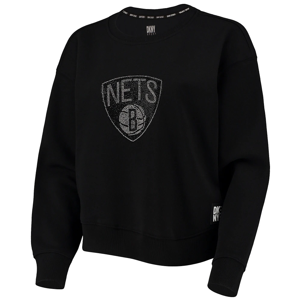 Sweat-shirt DKNY Sport Brooklyn Nets Carrie strass noir pour femme