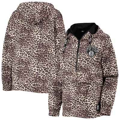 G-III Sports by Carl Banks Leopard Brooklyn Nets Gabriella Windbreaker Half-Zip Hoodie pour femmes