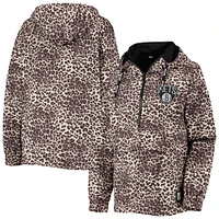 Women's DKNY Sport Leopard Brooklyn Nets Gabriella Windbreaker Half-Zip Hoodie