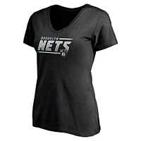 Women's Fanatics Black Brooklyn Nets Mascot Bounds V-Neck T-Shirt