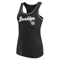 Women's Fanatics Black Brooklyn Nets Wordmark Logo Racerback Tank Top