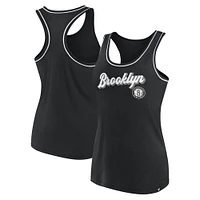 Women's Fanatics Black Brooklyn Nets Wordmark Logo Racerback Tank Top