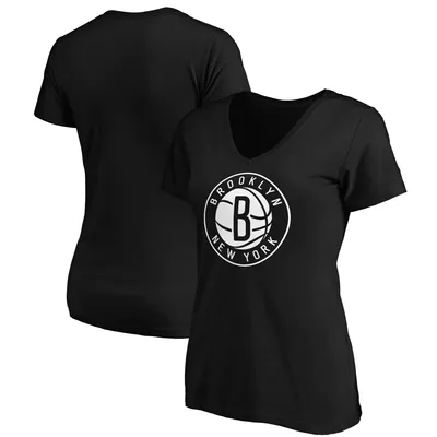 Brooklyn Nets Fanatics Branded Women's Primary Logo Team V-Neck T-Shirt - Black
