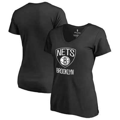 Brooklyn Nets Fanatics Branded Women's Primary Logo V-Neck T-Shirt - Black