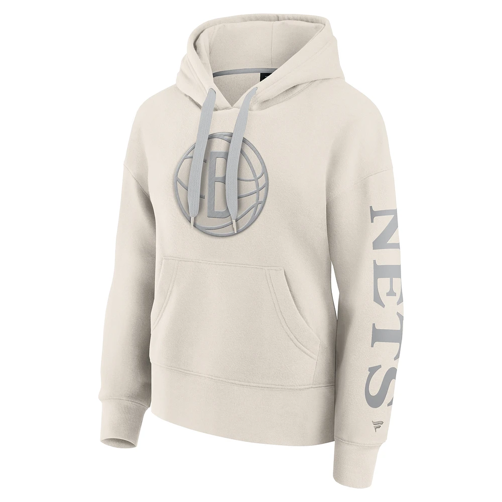 Women's Fanatics Cream Brooklyn Nets Elements Next Pullover Hoodie