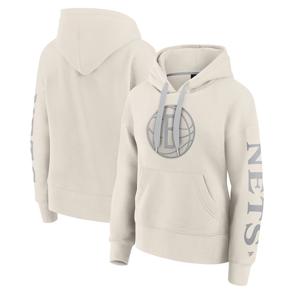 Women's Fanatics Cream Brooklyn Nets Elements Next Pullover Hoodie