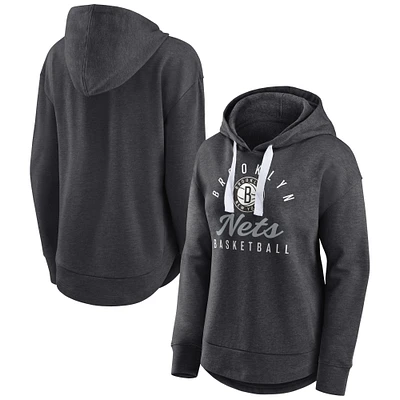 Women's Fanatics Heather Charcoal Brooklyn Nets Iconic Distribution Pullover Hoodie