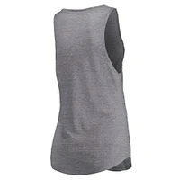 Women's Fanatics Heathered Gray Brooklyn Nets Quality Time Open Scoop Neck Tri-Blend Tank Top