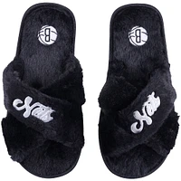 Chaussons FOCO Brooklyn Nets Script Cross Slide pour femmes