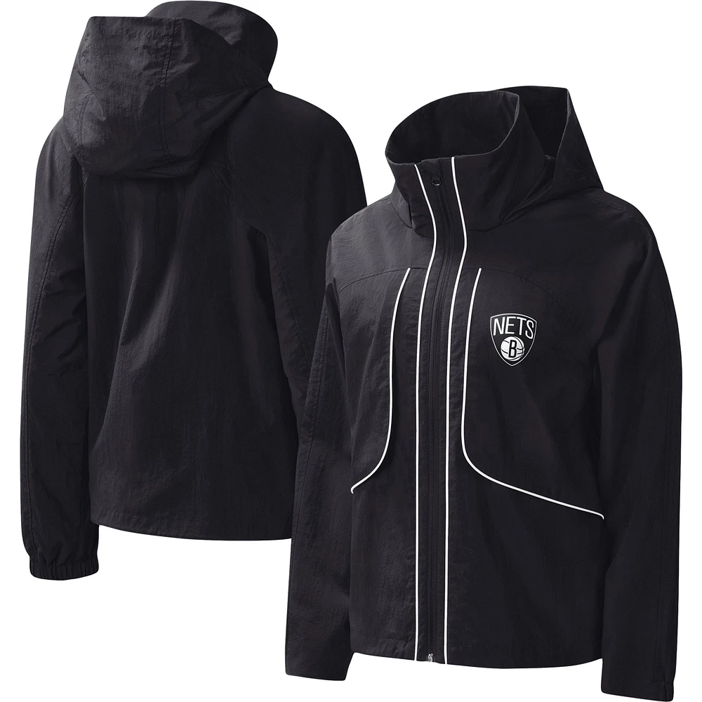 Women's G-III 4Her by Carl Banks Black Brooklyn Nets Last Shot Full-Zip Hoodie