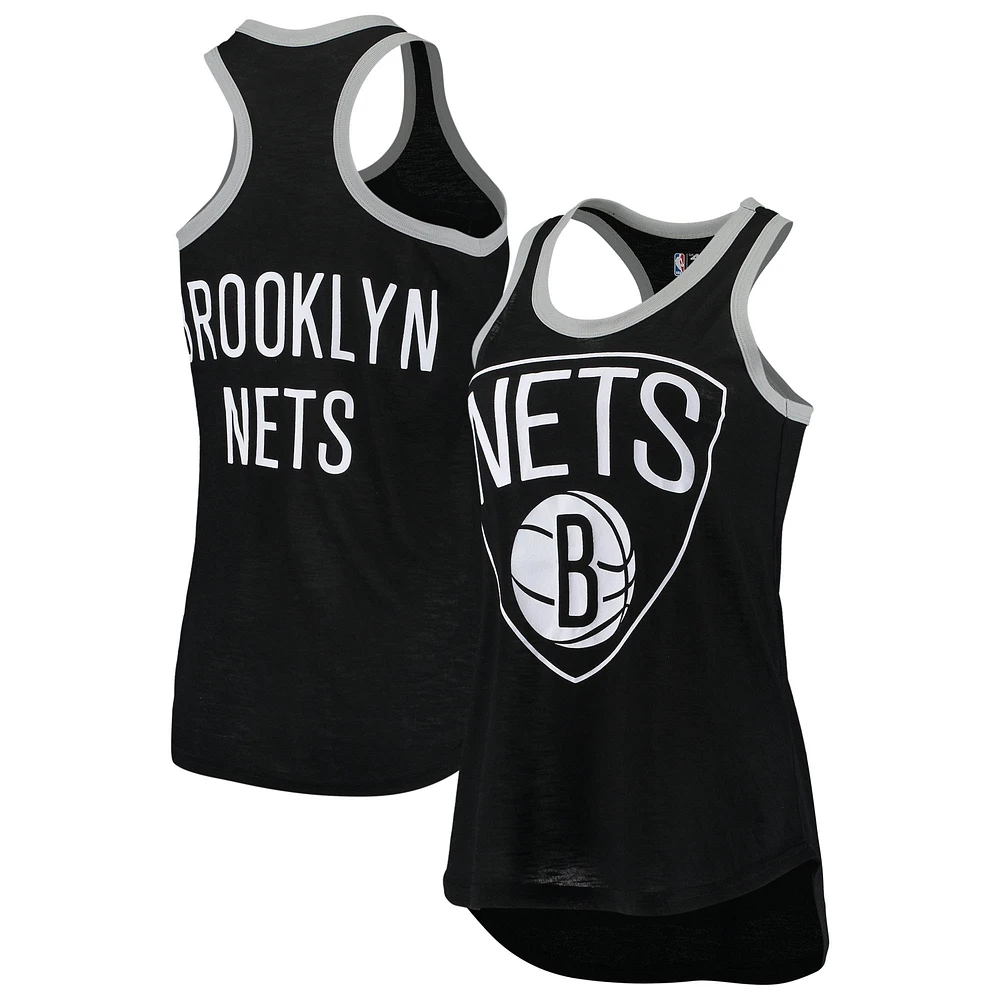 Women's G-III 4Her by Carl Banks Black Brooklyn Nets Showdown Burnout Tank Top