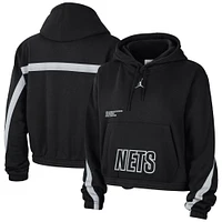 Women's Jordan Brand Black Brooklyn Nets Courtside Statement Edition Pullover Hoodie