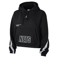 Women's Jordan Brand Black Brooklyn Nets Courtside Statement Edition Pullover Hoodie