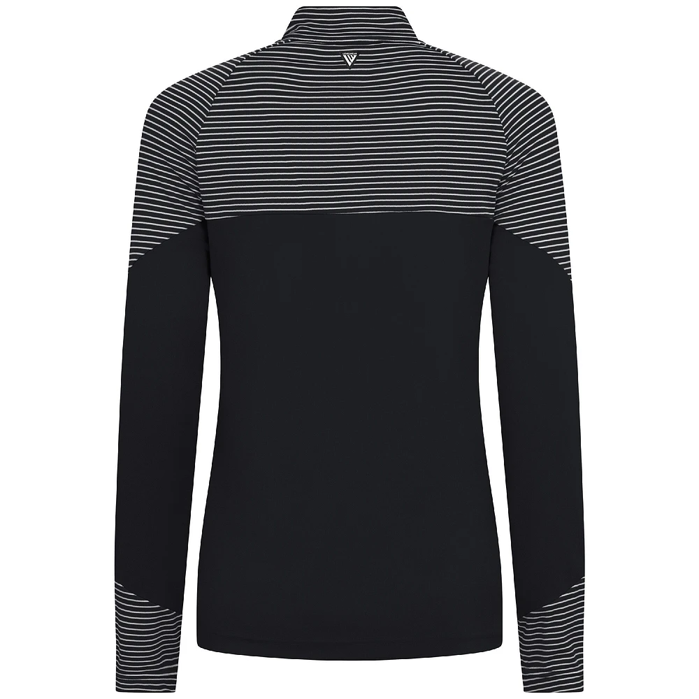 Women's Levelwear Black Brooklyn Nets Classic Stripes Quarter-Zip Top