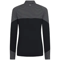 Women's Levelwear Black Brooklyn Nets Classic Stripes Quarter-Zip Top