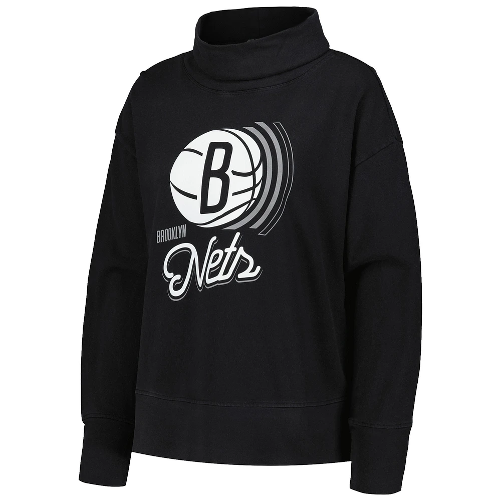 Sweat-shirt noir Levelwear pour femmes des Brooklyn Nets Sunset