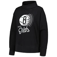 Women's Levelwear Black Brooklyn Nets Sunset Pullover Sweatshirt