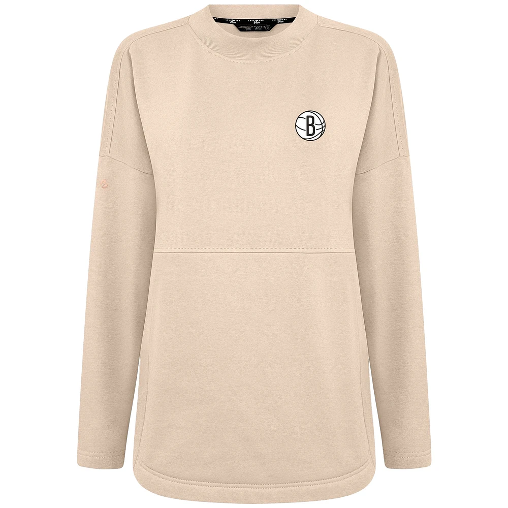 Women's Levelwear Khaki Brooklyn Nets Beaudry Pullover Sweatshirt