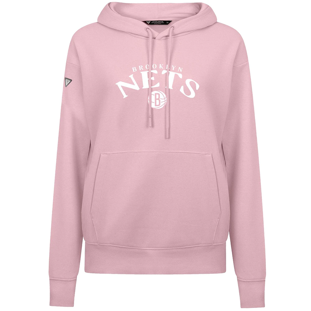 Sweat à capuche rose clair pour femme Levelwear Brooklyn Nets, motif fête des mères, arqué