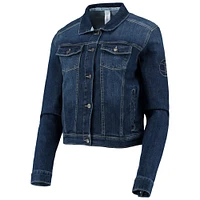 Women's Lusso Blue Brooklyn Nets Georgie Swarovski Crystals Button-Up Denim Jacket